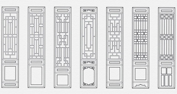 公主岭常用中式仿古花窗图案隔断设计图